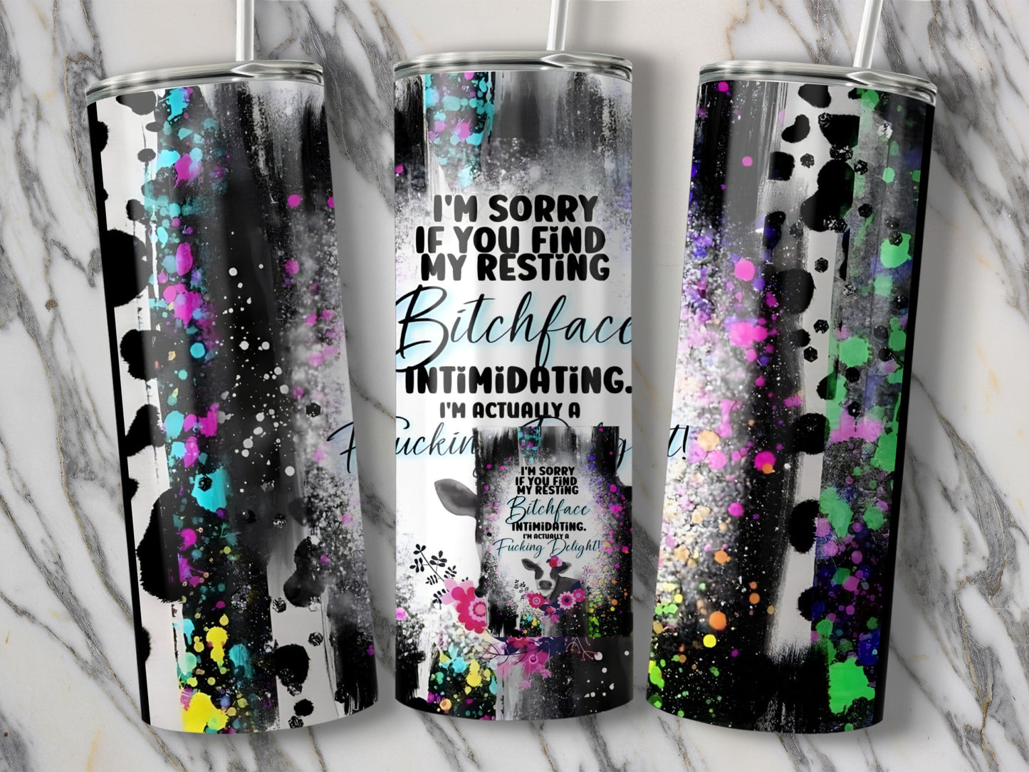 Rainbow Splatter Resting Bitchface Insulated Tumbler product