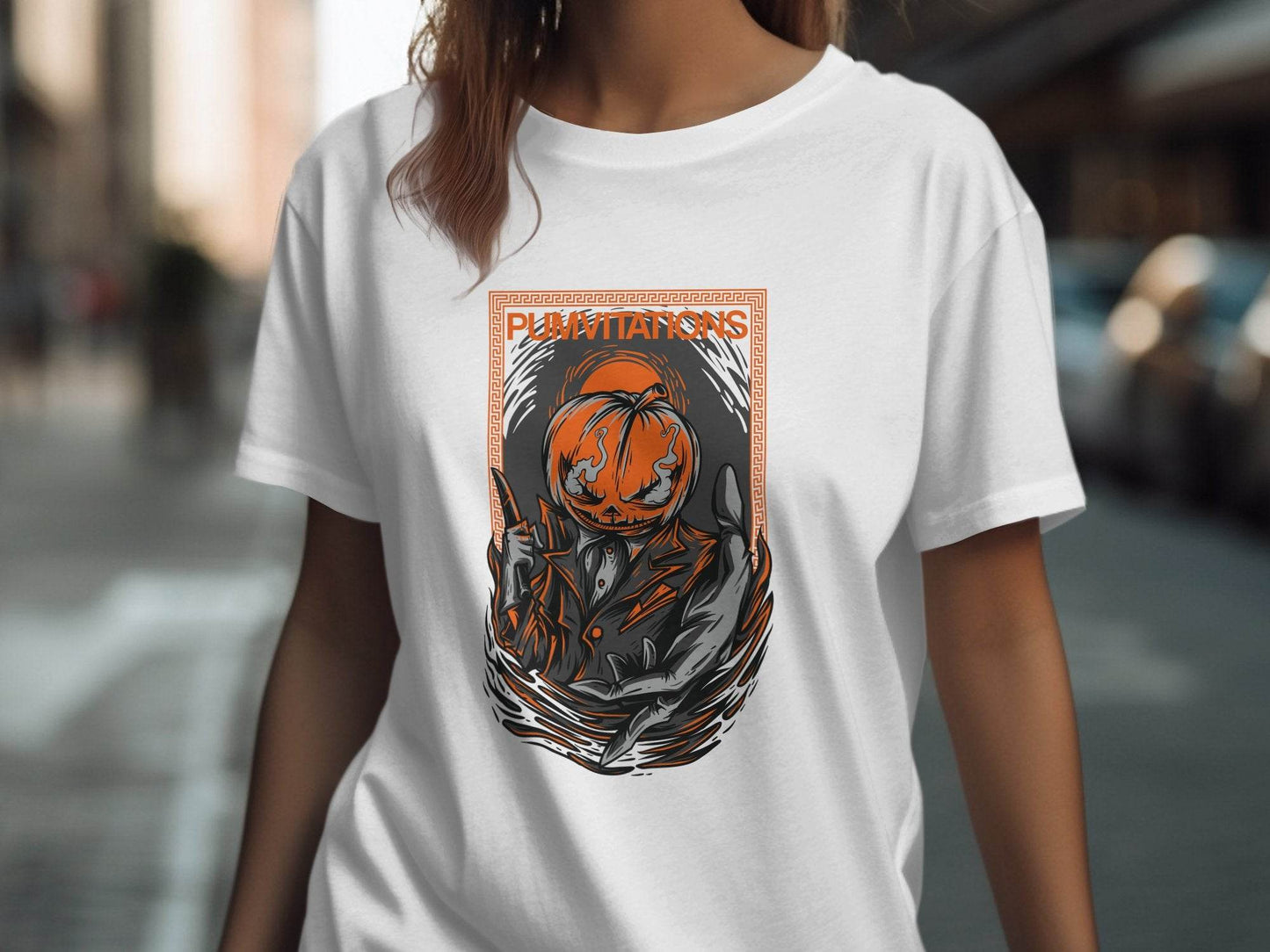Pumvitations Design for Halloween Pumpkin Man T-Shirt - Design & Vybe