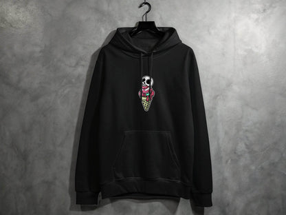 Skull and Melting Ice Cream Cone Graphic Design Hoodie - Design & Vybe