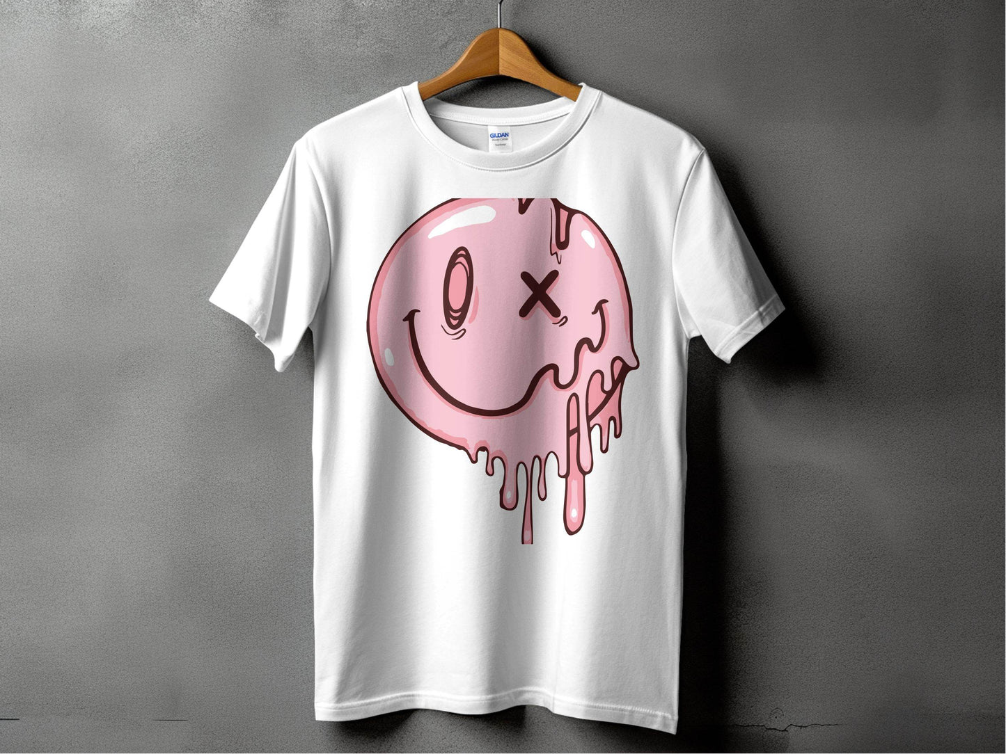 Melting Dripping Smiley Graphic Accent T-Shirt - Design & Vybe