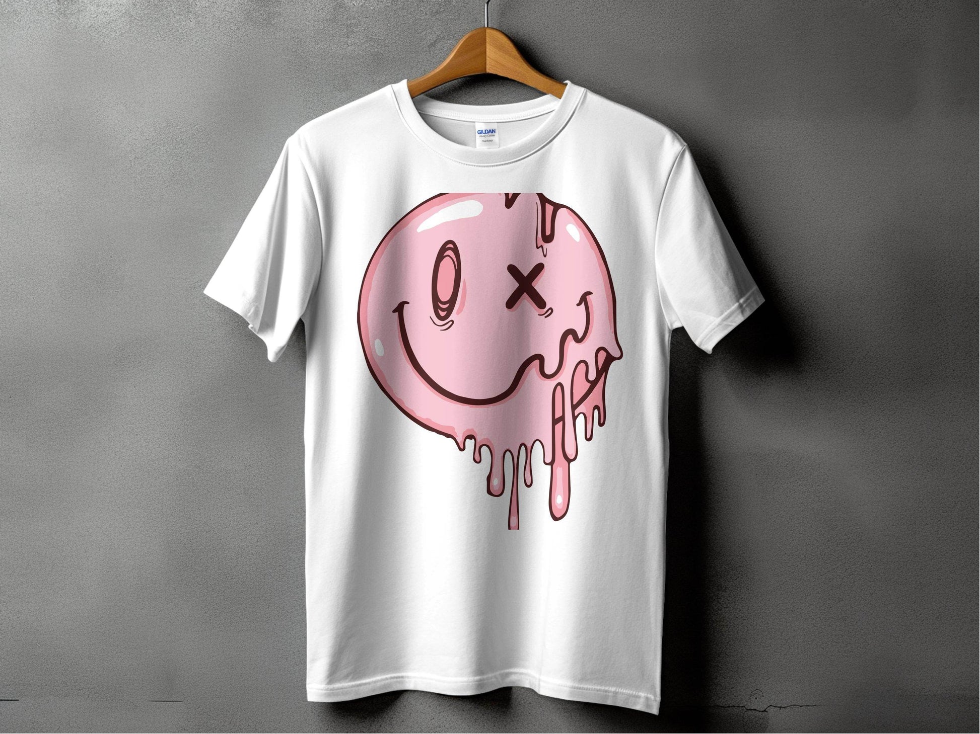 Melting Dripping Smiley Graphic Accent T-Shirt - Design & Vybe