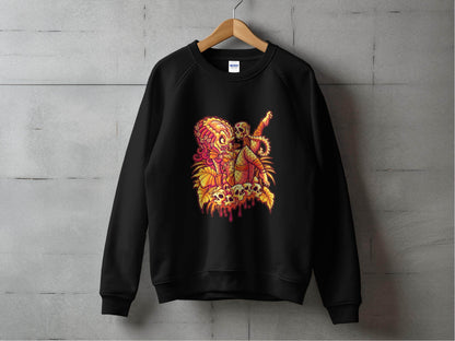Predator Resting Atop Skulls Graphic Sweater - Design & Vybe