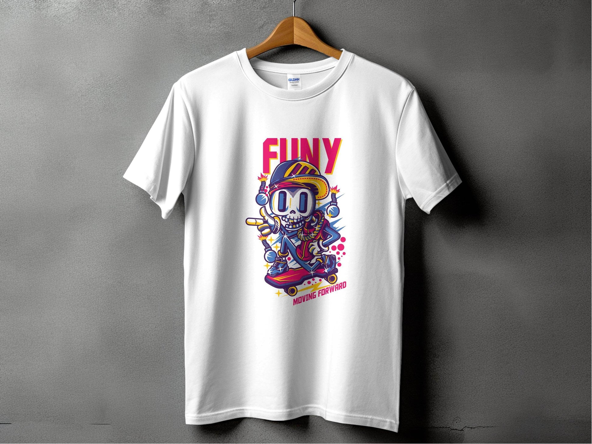 Funny Skull With Bomb On Skateboard Moving Forward T-Shirt - Design & Vybe