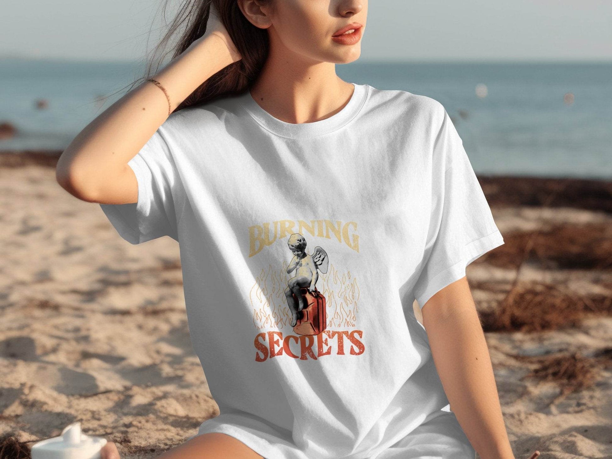 Burning Secrets Angel Graphic Novelty Design Cool T-Shirt - Design & Vybe
