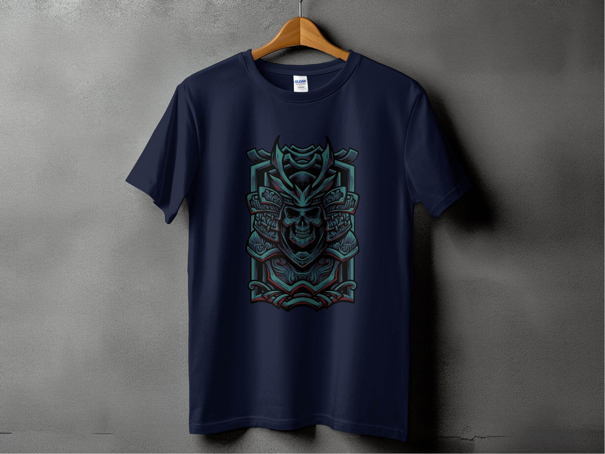 Menacing Samurai Skull Design Graphic T-Shirt - Design & Vybe