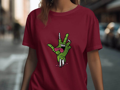 Zombie Hand Peace Sign Cool Graphic Design T-Shirt - Design & Vybe