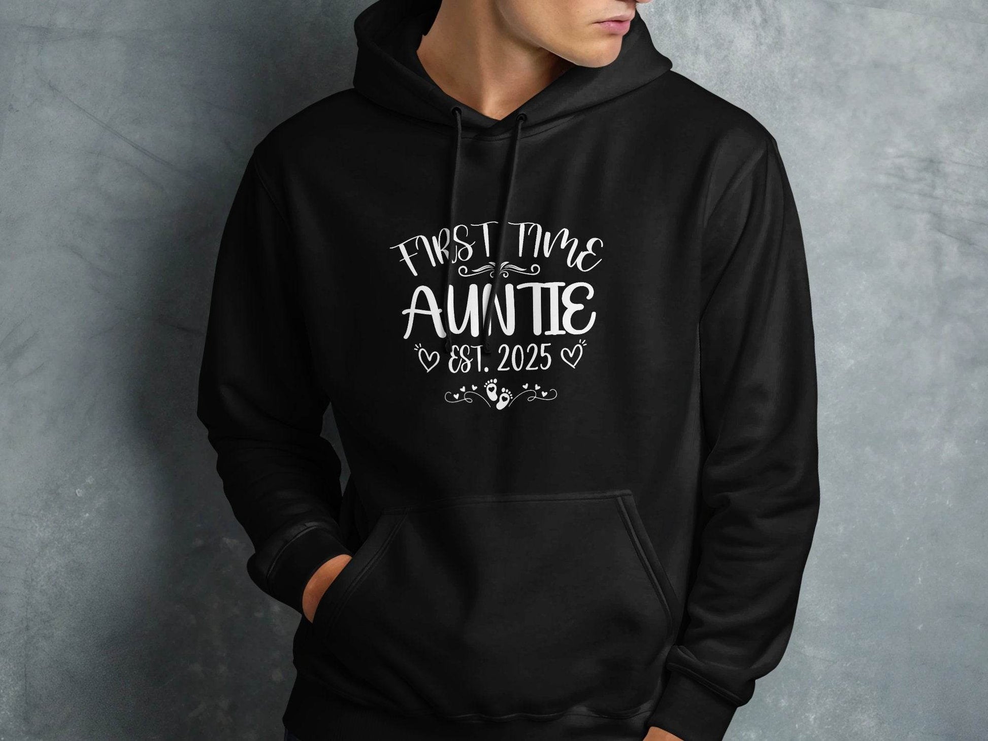 First Time Auntie Est 2025 New Aunt Design Hoodie - Design & Vybe