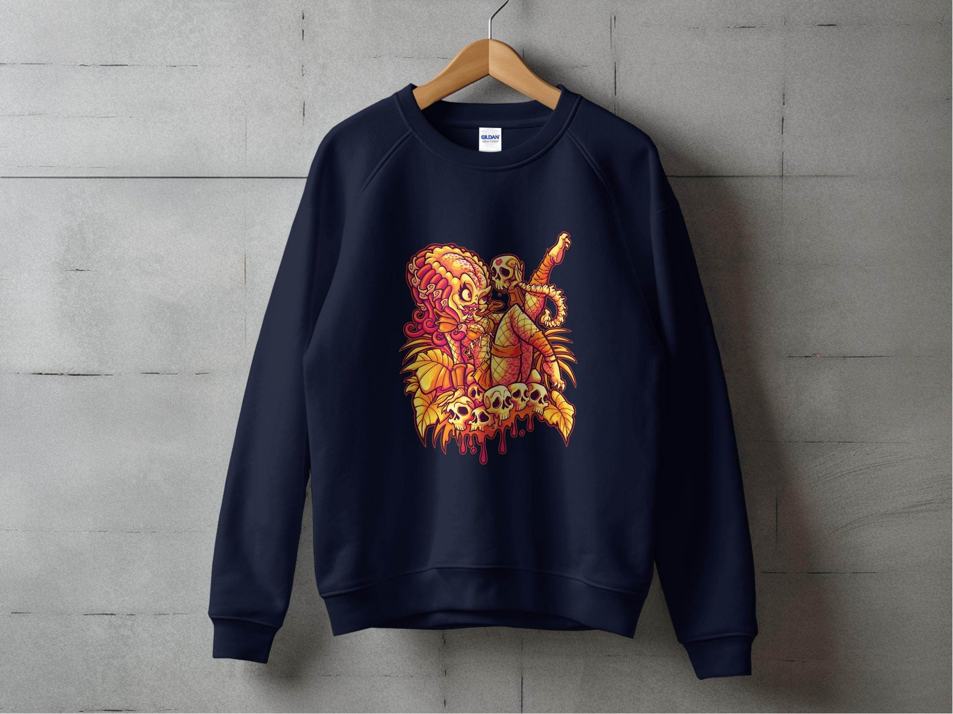 Predator Resting Atop Skulls Graphic Sweater - Design & Vybe