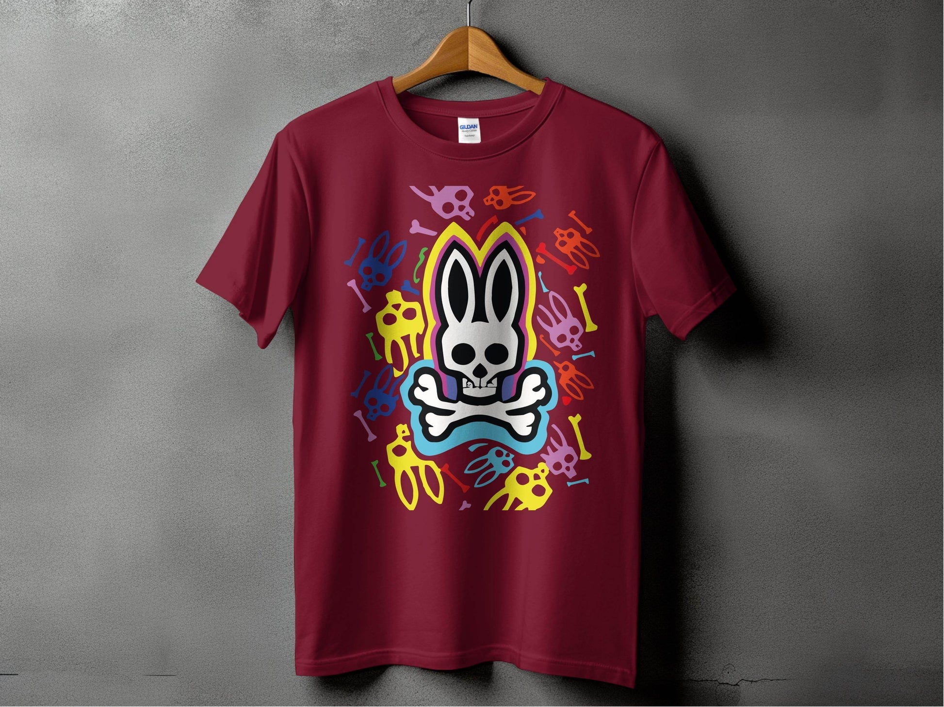 Colorful Bunny Skull Graphic Pattern T-Shirt - Design & Vybe