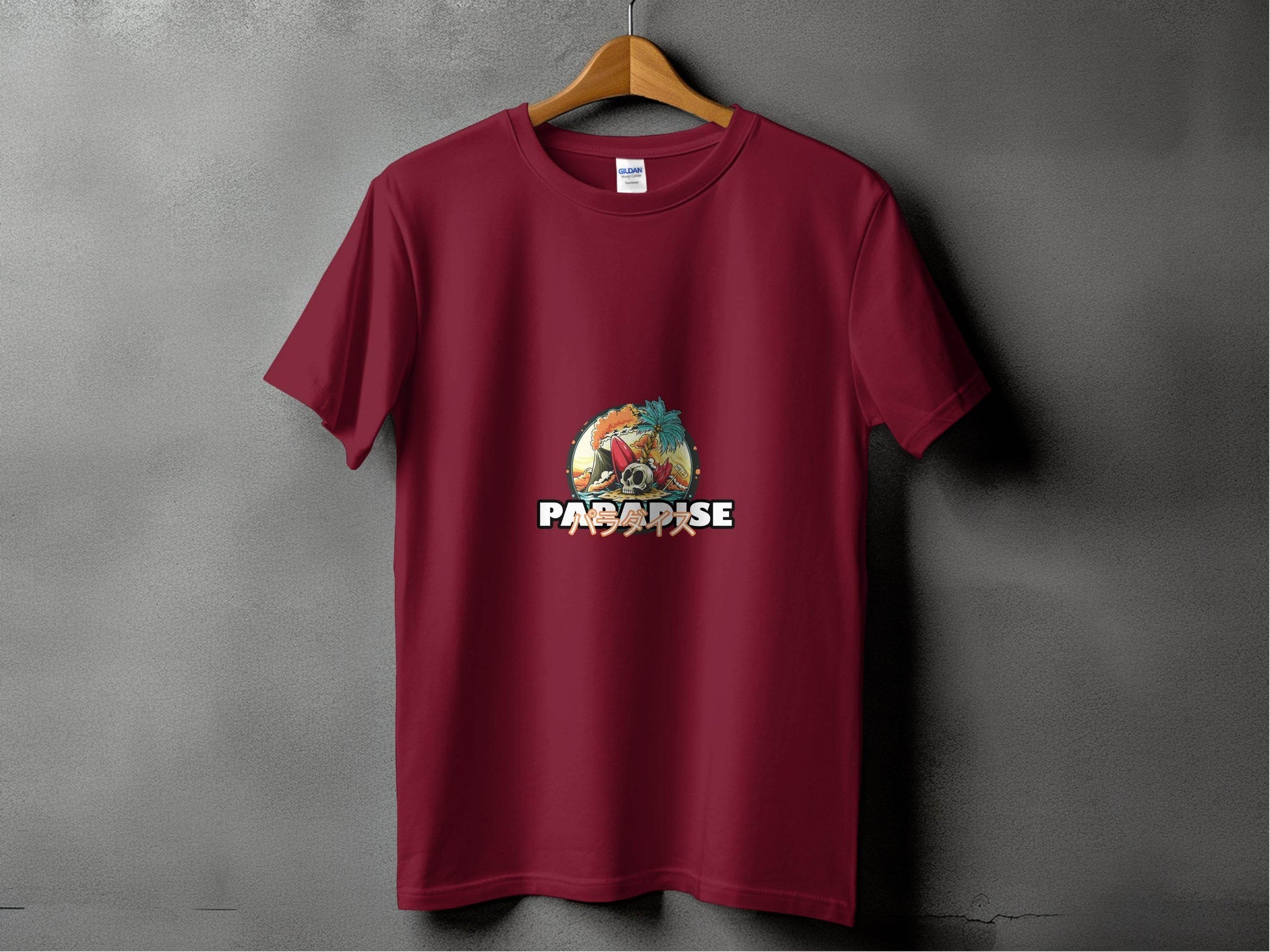 Paradise Skull Island With Surfboard Graphic T-Shirt - Design & Vybe