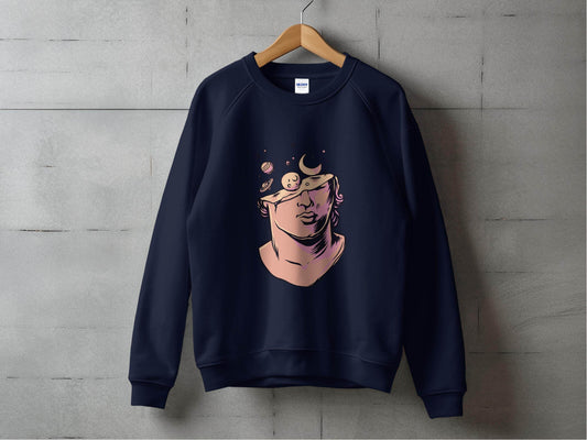 Head in the Space Planets and Moon Graphic Art Sweater - Design & Vybe