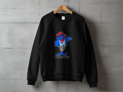 Not Sorry Cartoon Character Black Pullover Sweatshirt product