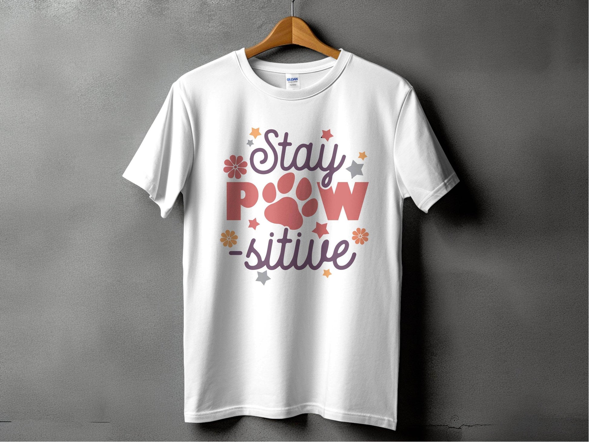 Stay Paw-sitive Pet Dog Animal Lover Graphic Design T-Shirt - Design & Vybe
