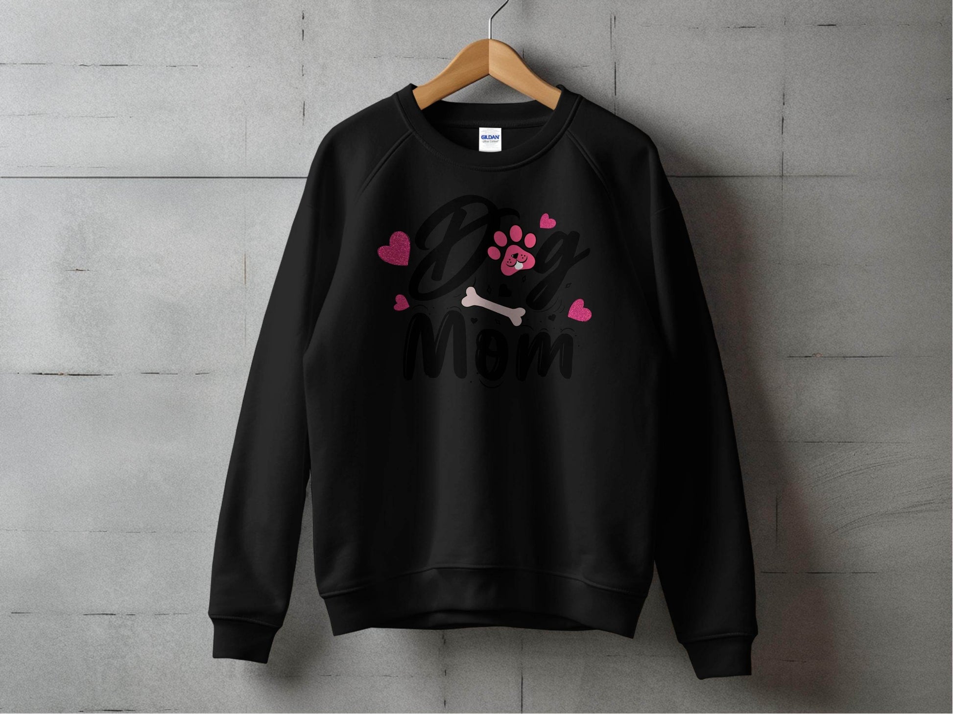 Dog Mom with Hearts and Bone Design Graphic Print Sweater - Design & Vybe