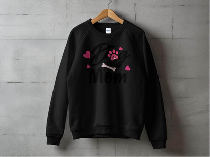 Dog Mom with Hearts and Bone Design Graphic Print Sweater - Design & Vybe