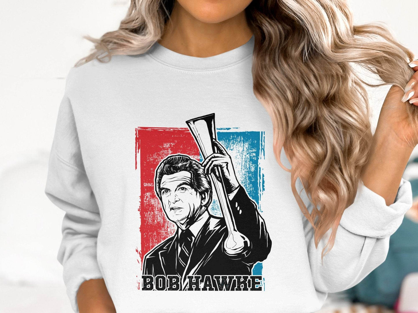 Iconic Bob Hawke Illustration Graphic Print Sweater - Design & Vybe