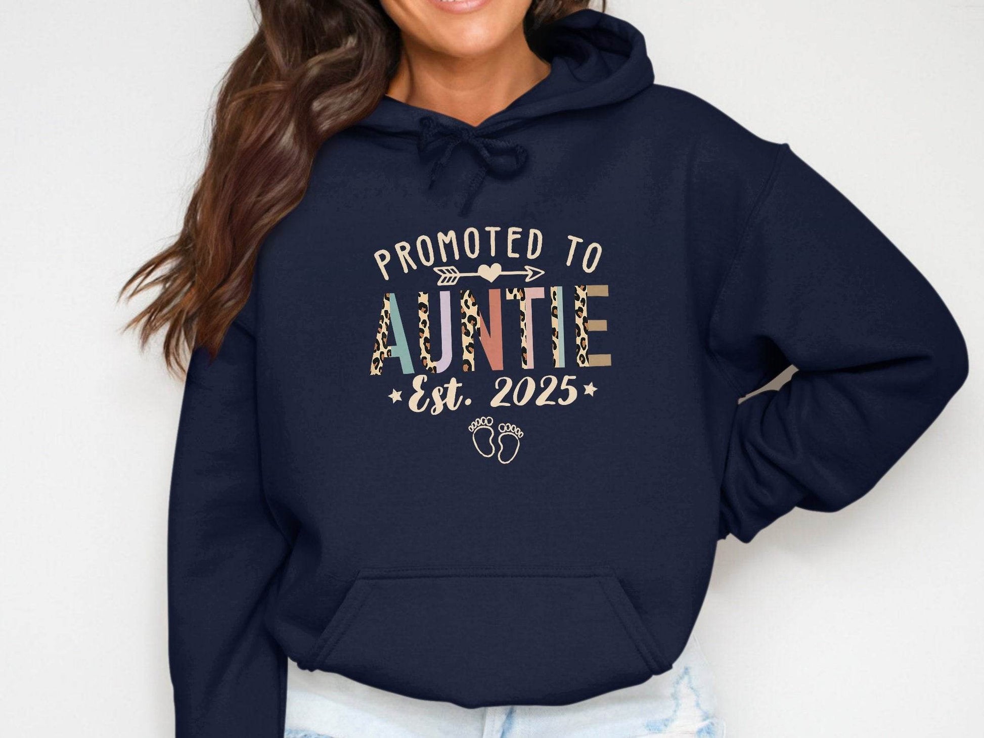 Promoted To Auntie Est 2025 Cute Design Baby Hoodie - Design & Vybe