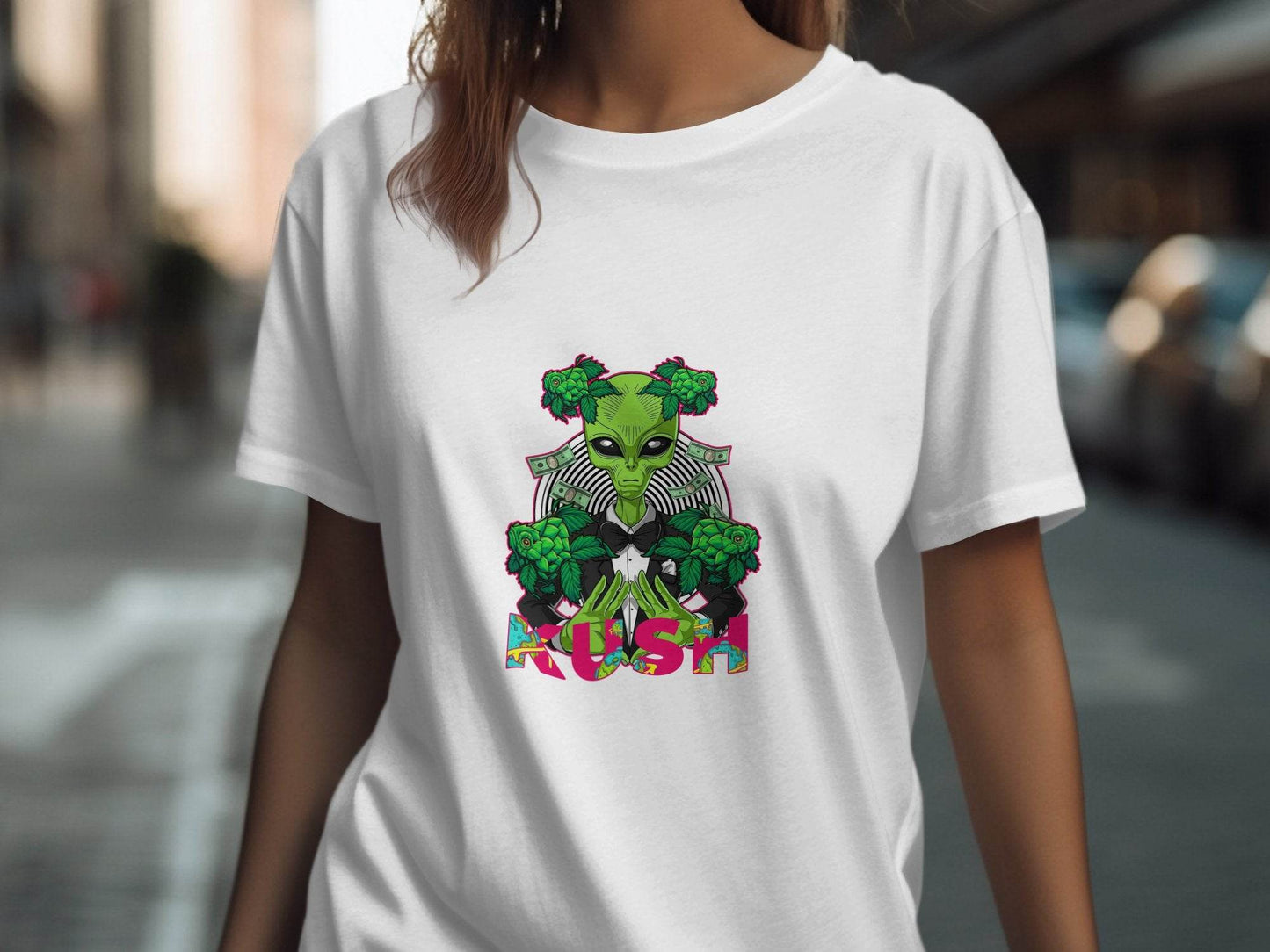 Kush Alien Money and Hops Design Graphic T-Shirt - Design & Vybe