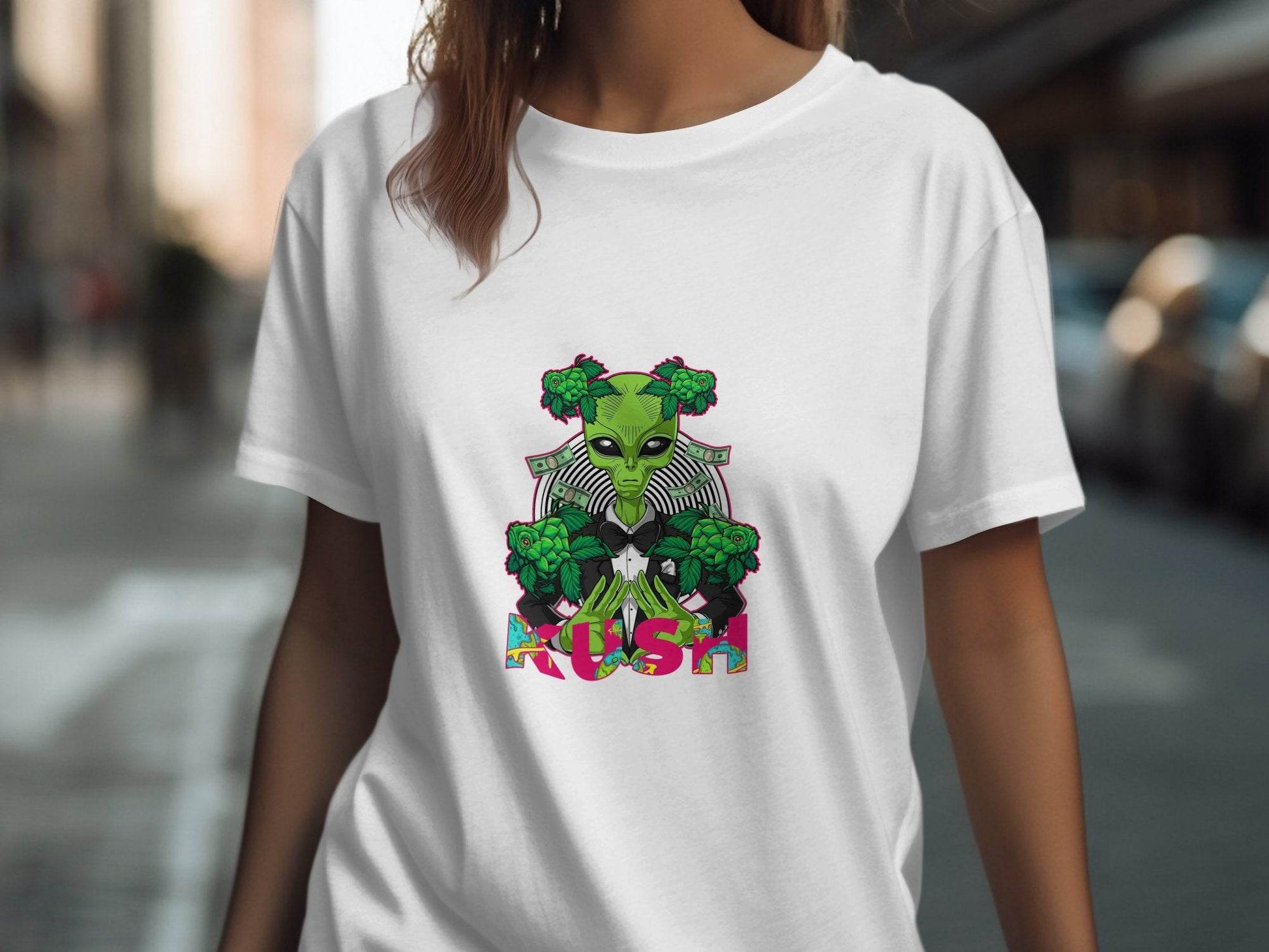 Kush Alien Money and Hops Design Graphic T-Shirt - Design & Vybe