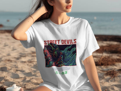 Street Devils Design Graphic Headphone Devil Art T-Shirt - Design & Vybe