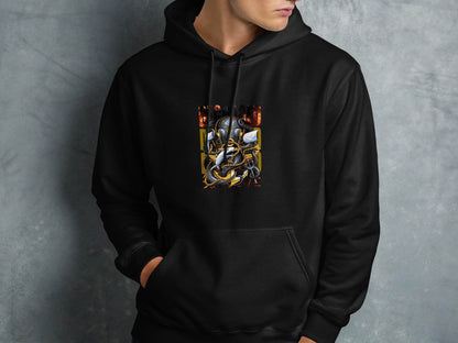 Degraded Design with Shark Anchor Octopus Artwork Hoodie - Design & Vybe