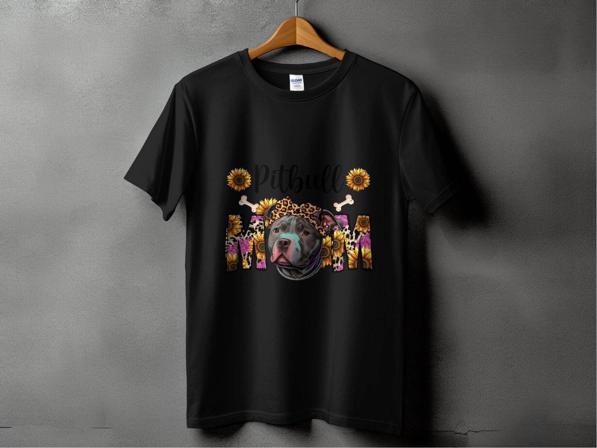 Pitbull Mom With Sunflowers And Bandana Mothers Day T-Shirt - Design & Vybe