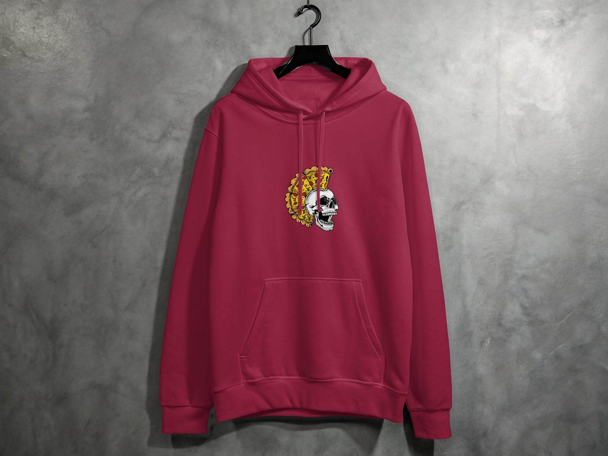 Skull with Pizza Hairstyle Graphic Novelty Design Hoodie - Design & Vybe