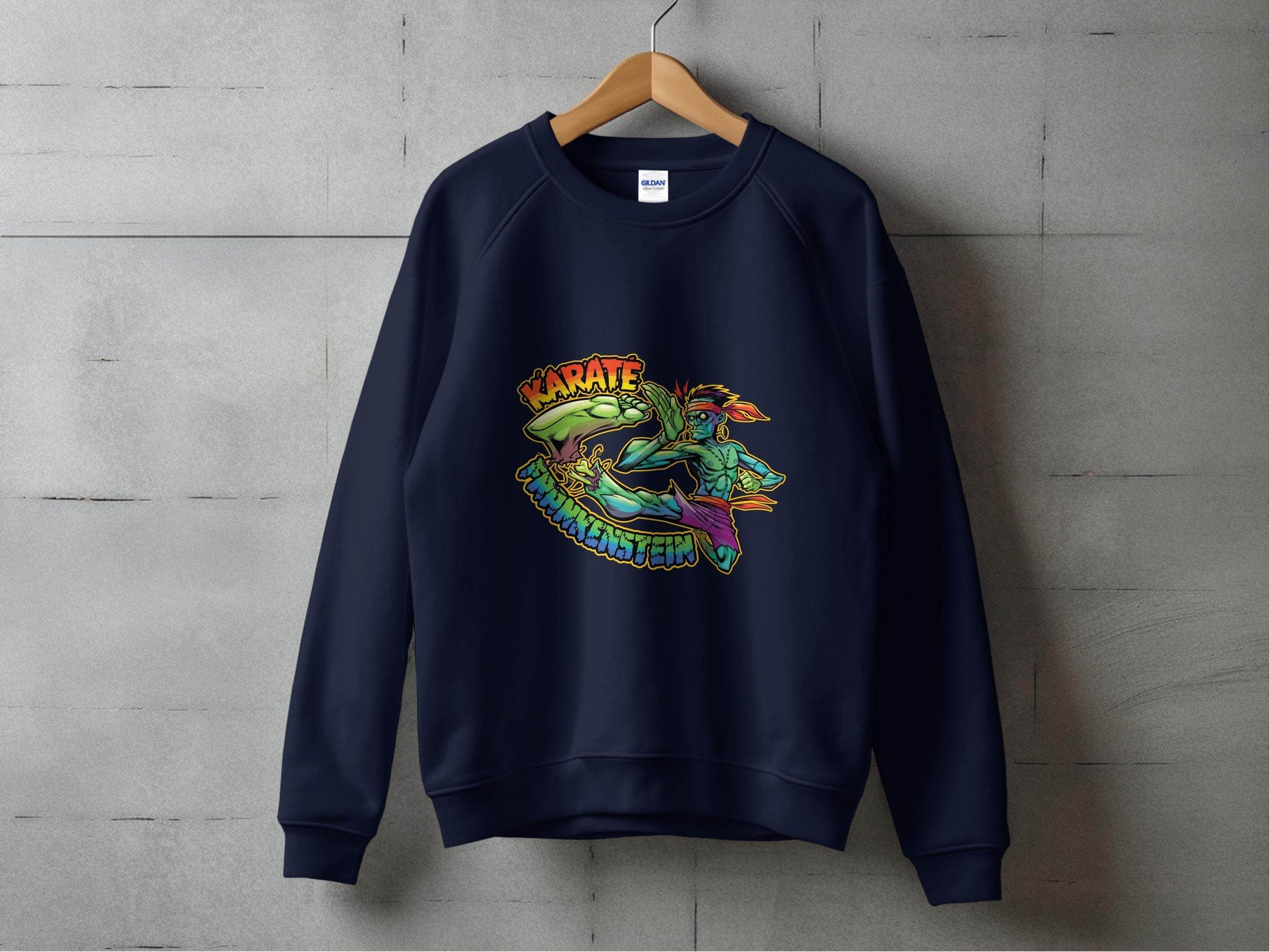 Karate Frankenstein Zombie Monster Funny Halloween Sweater - Design & Vybe