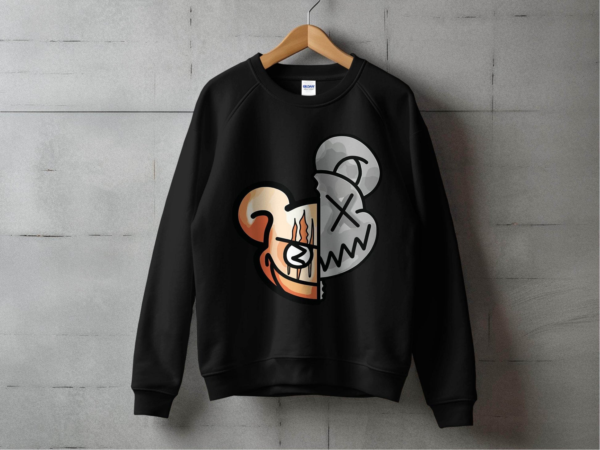 Unique Graphic Half Bear Design Trendy Casual Sweater - Design & Vybe