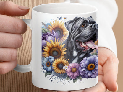 Sunflowers and Dog Art Print Coffee Mug product