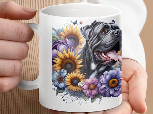 Sunflowers and Dog Art Print Coffee Mug product