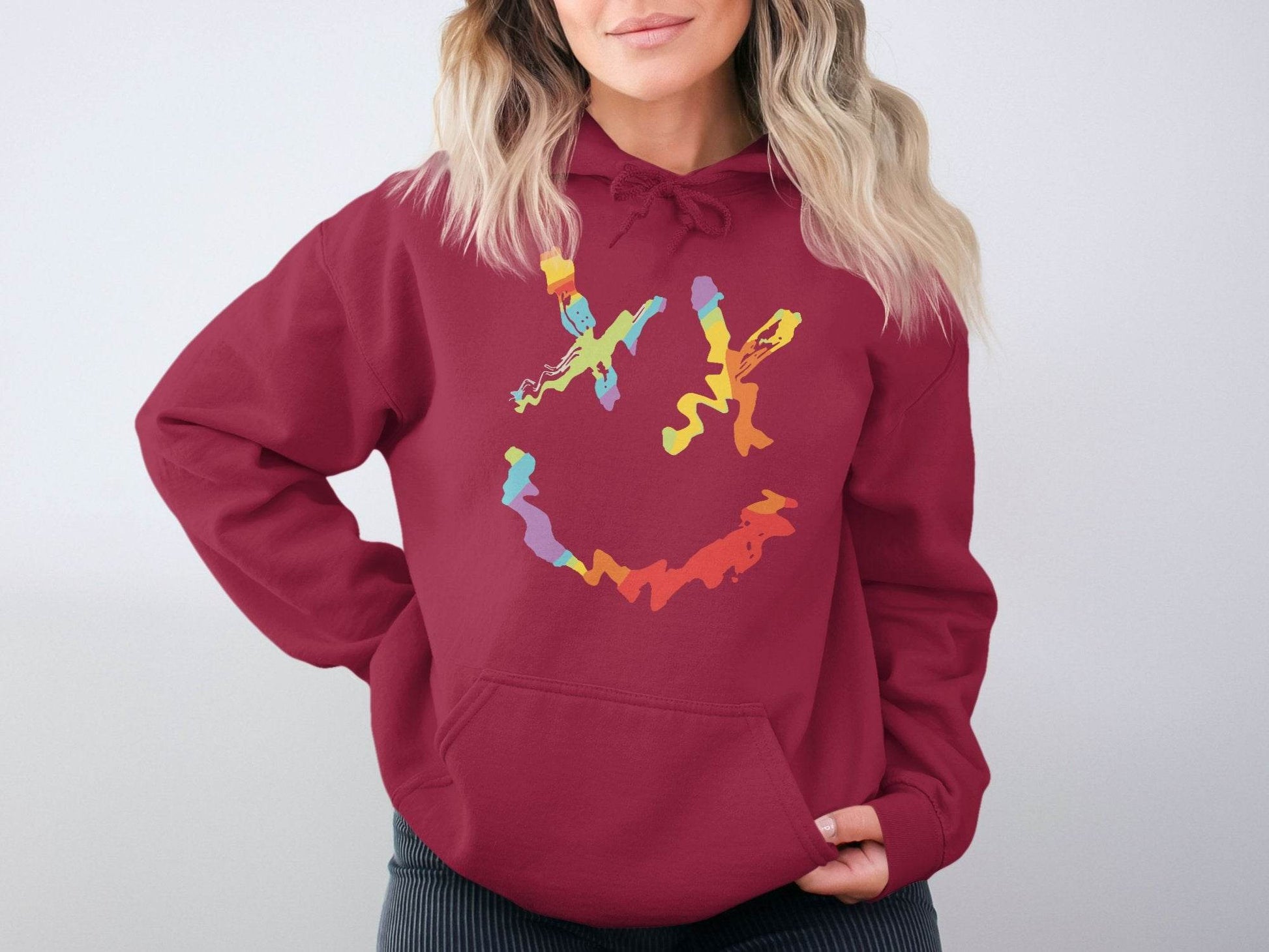 Unique Abstract Dead Smile Colorful Graphic Design Artwork Hoodie - Design & Vybe