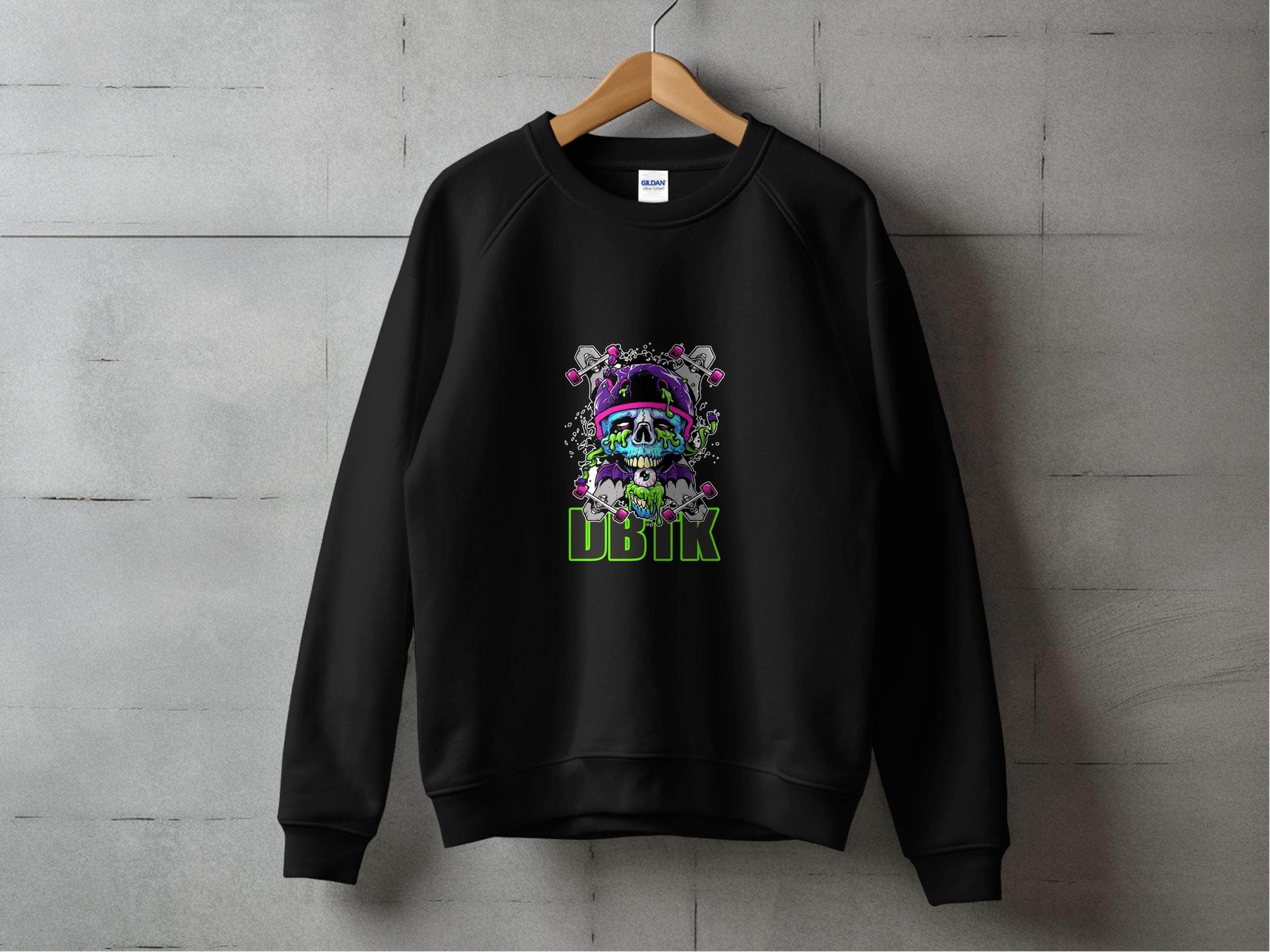 Skull Skateboards UBIK Text Design Artwork Sweater - Design & Vybe