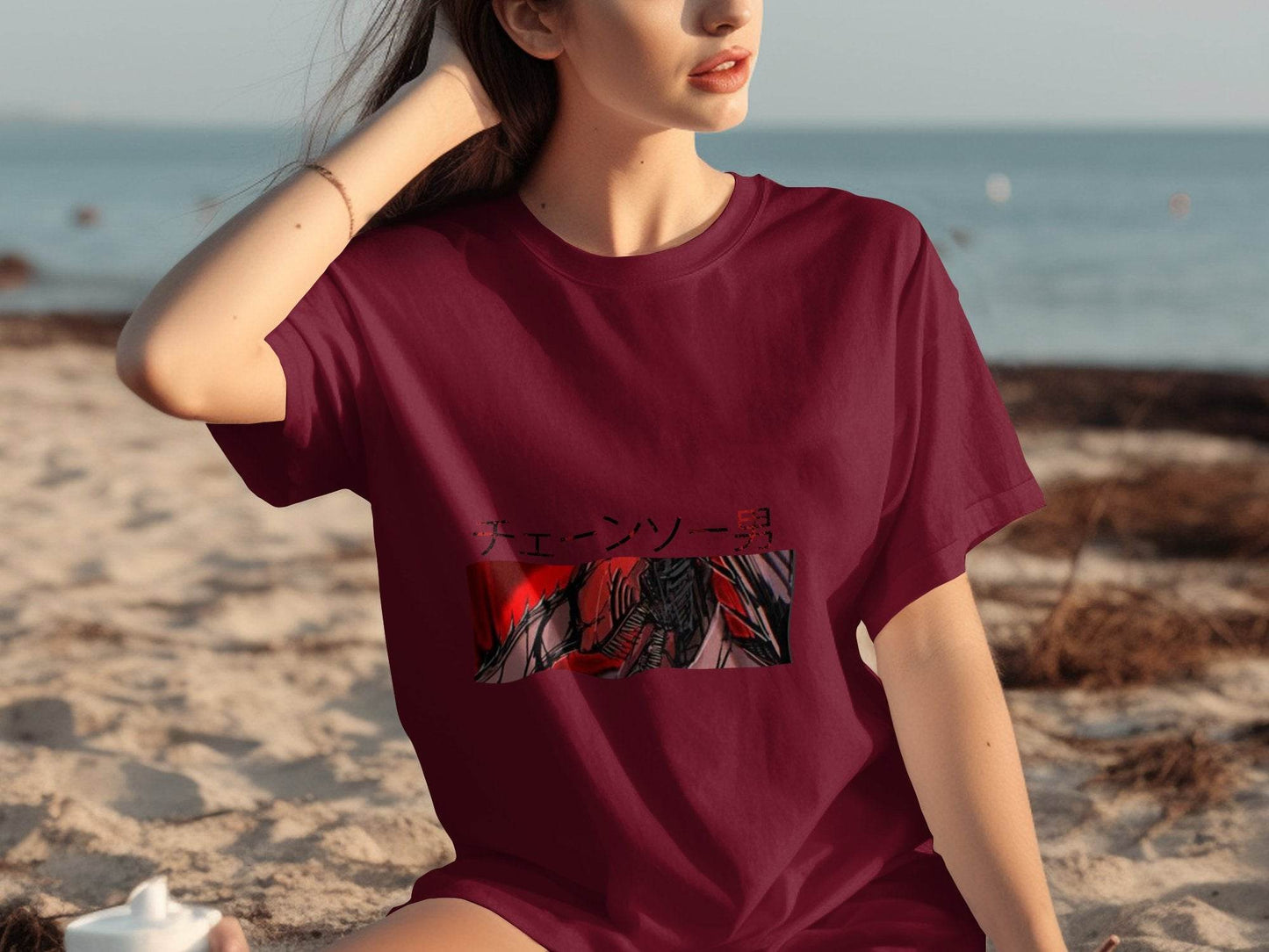 Chainsaw Man Japanese Text Red and Black Design T-Shirt - Design & Vybe