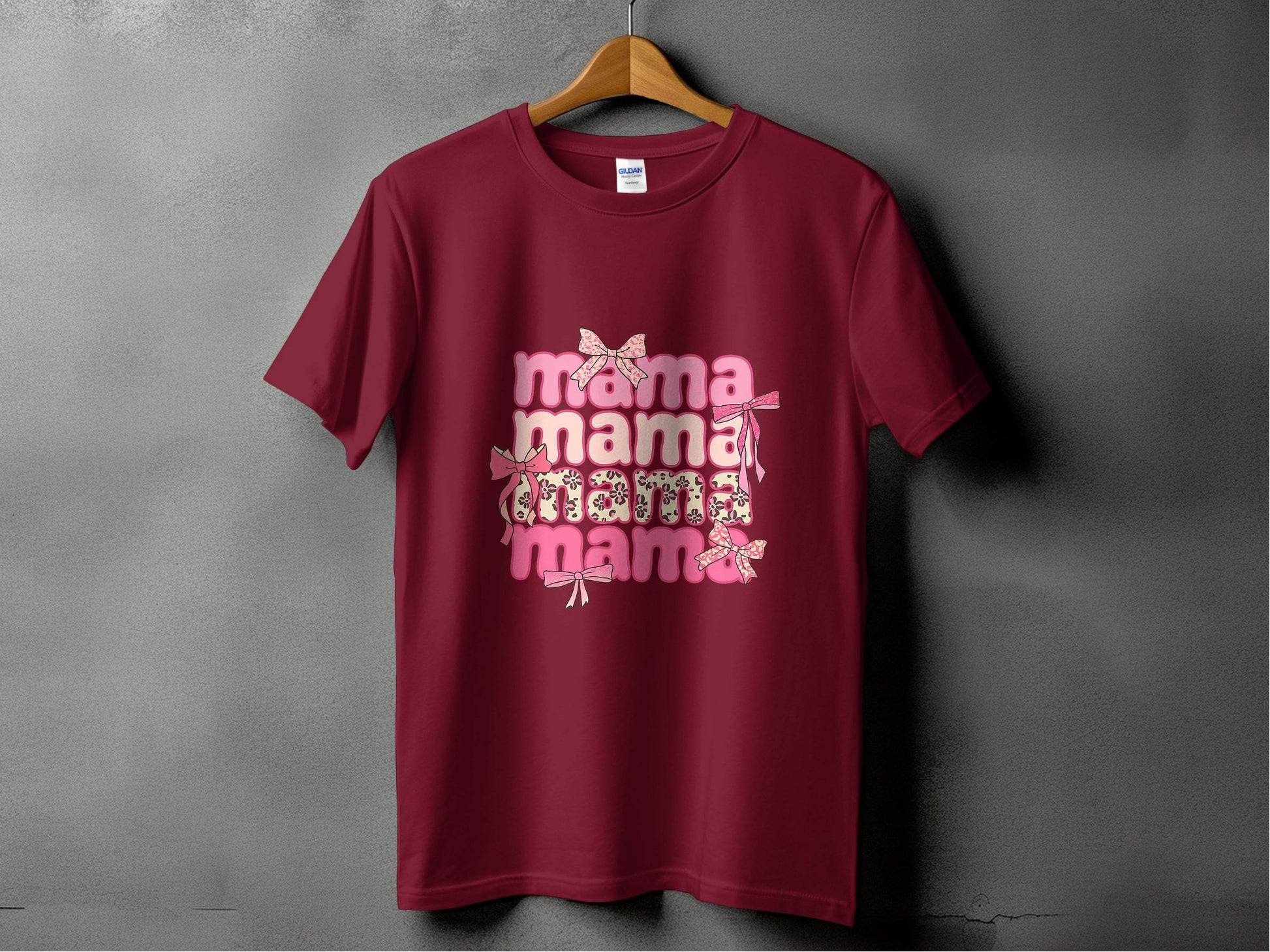 Mama Repeated With Bows Pink Themed Artwork T-Shirt - Design & Vybe