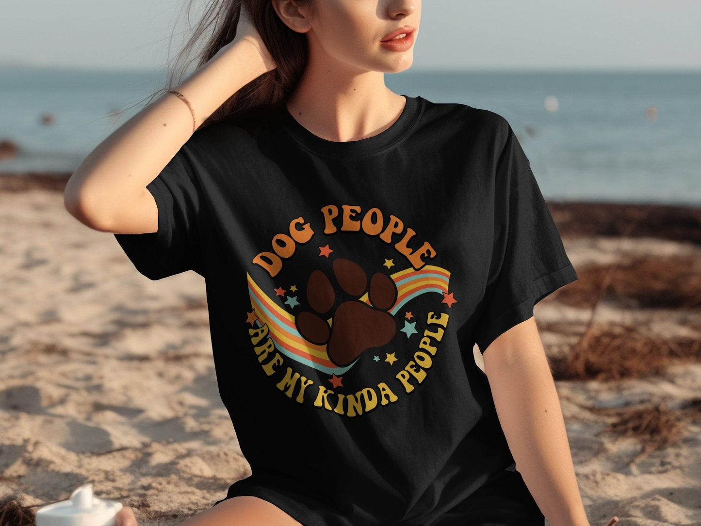 Dog People Are My Kinda People Retro Style Dog Paw T-Shirt - Design & Vybe