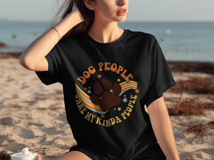 Dog People Are My Kinda People Retro Style Dog Paw T-Shirt - Design & Vybe