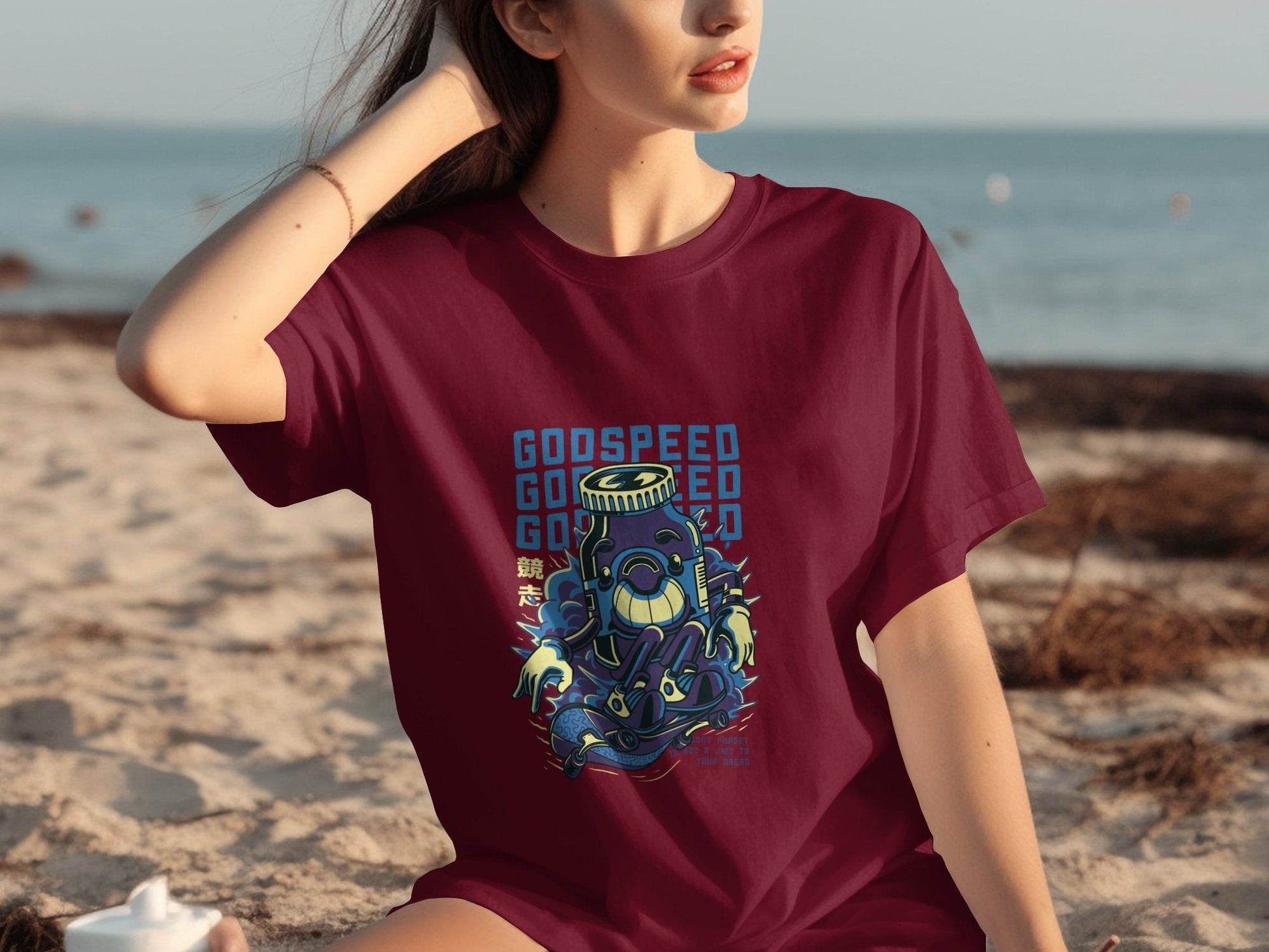 Godspeed Bottle With Skateboarding Graphic T-Shirt - Design & Vybe