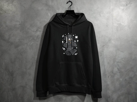 Ninja Cartoon Character with Nunchucks Graphic Hoodie - Design & Vybe