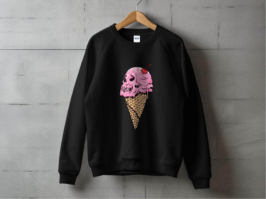 Ice Cream Skull Cone Graphic Illustration for Sweater - Design & Vybe