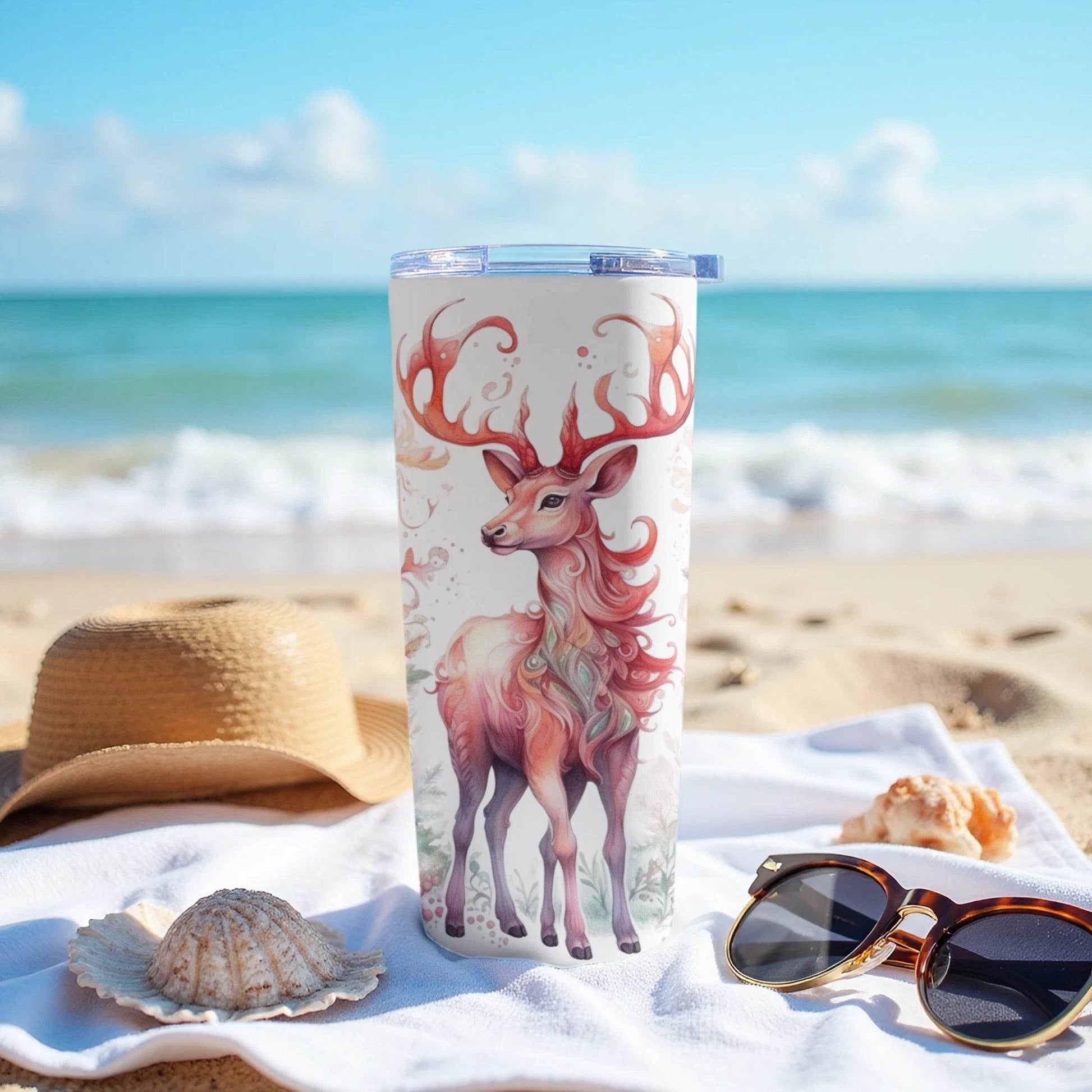 Watercolor Deer Surrounded By Flowers Gift Idea Tumbler - Design & Vybe