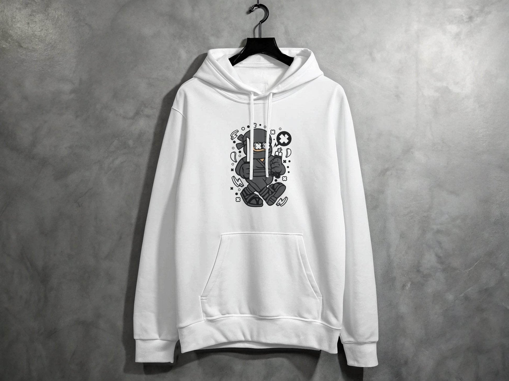 Ninja Cartoon Character with Nunchucks Graphic Hoodie - Design & Vybe