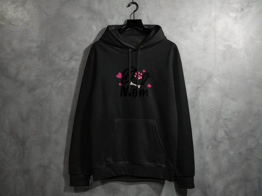 Dog Mom with Hearts and Bone Design Graphic Print Hoodie - Design & Vybe