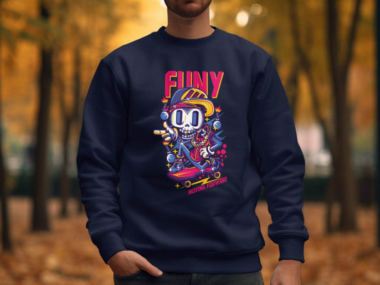 Funny Skull With Bomb On Skateboard Moving Forward Sweater - Design & Vybe