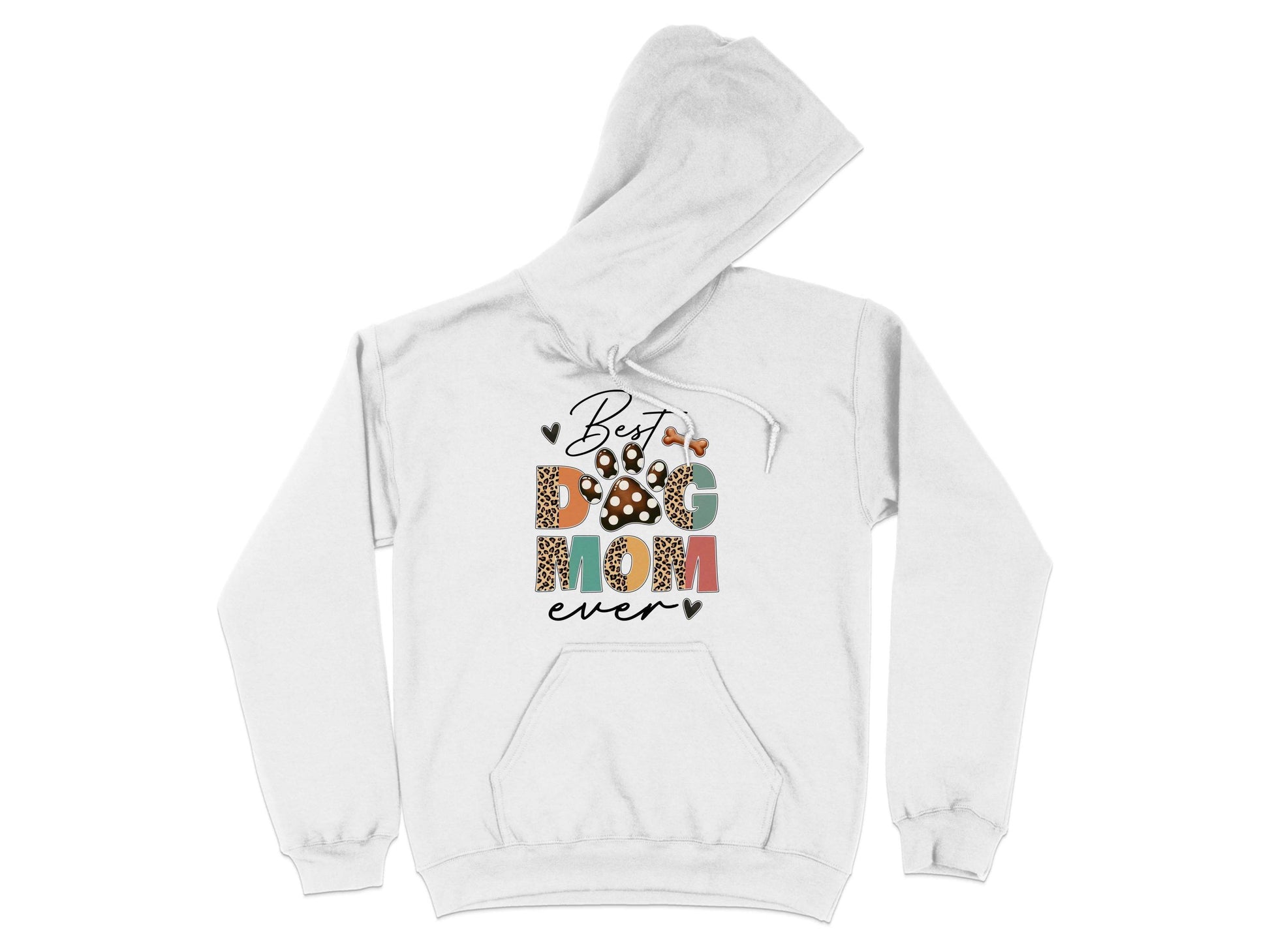 Best Dog Mom Ever Animal Print Heart Bone Graphic Hoodie - Design & Vybe