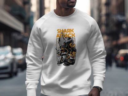 Shark Attack Graphic Illustration Inspired Design Sweater - Design & Vybe