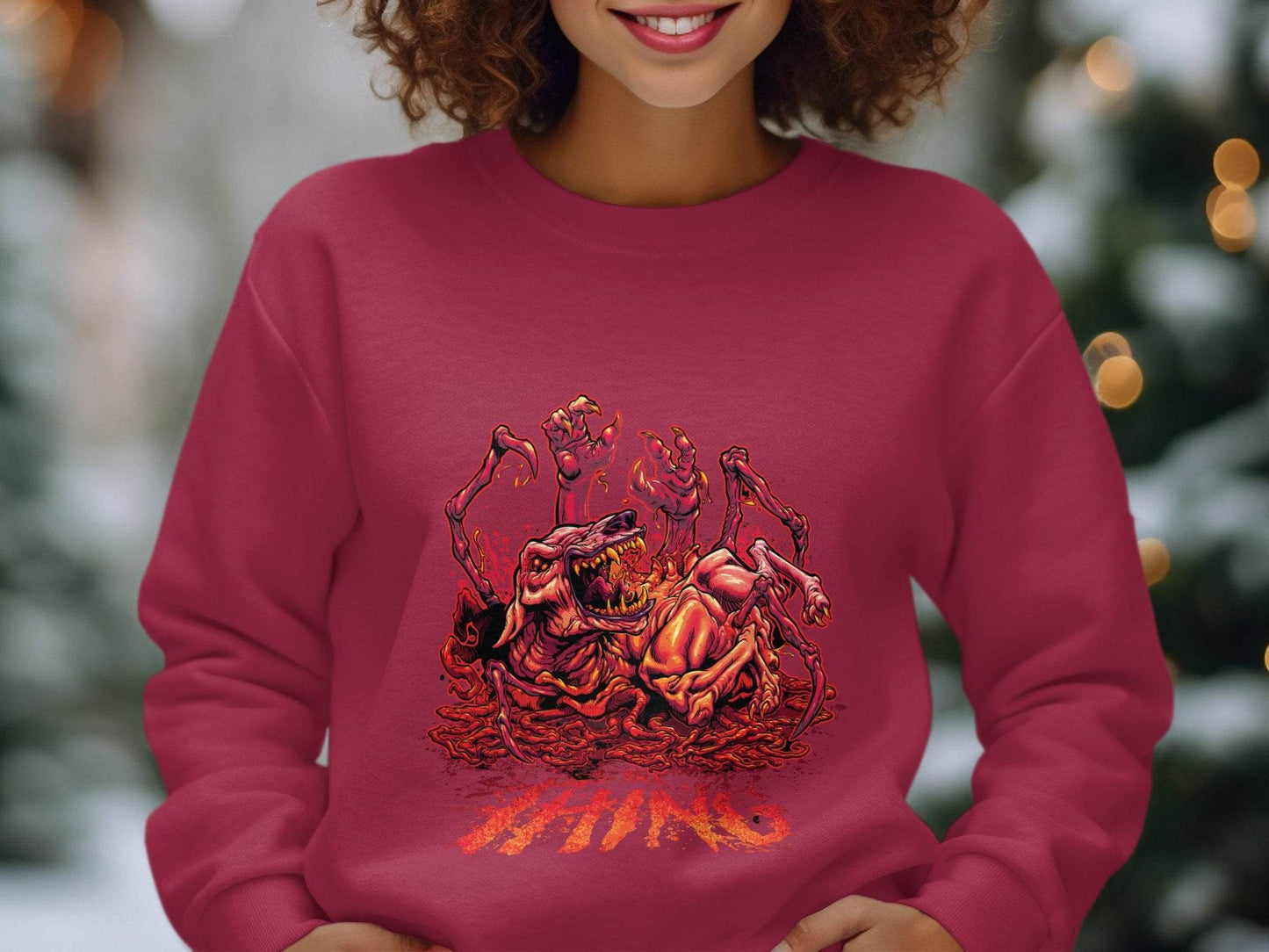 The Thing Horror Monster Dog Graphic Art Design Sweater - Design & Vybe