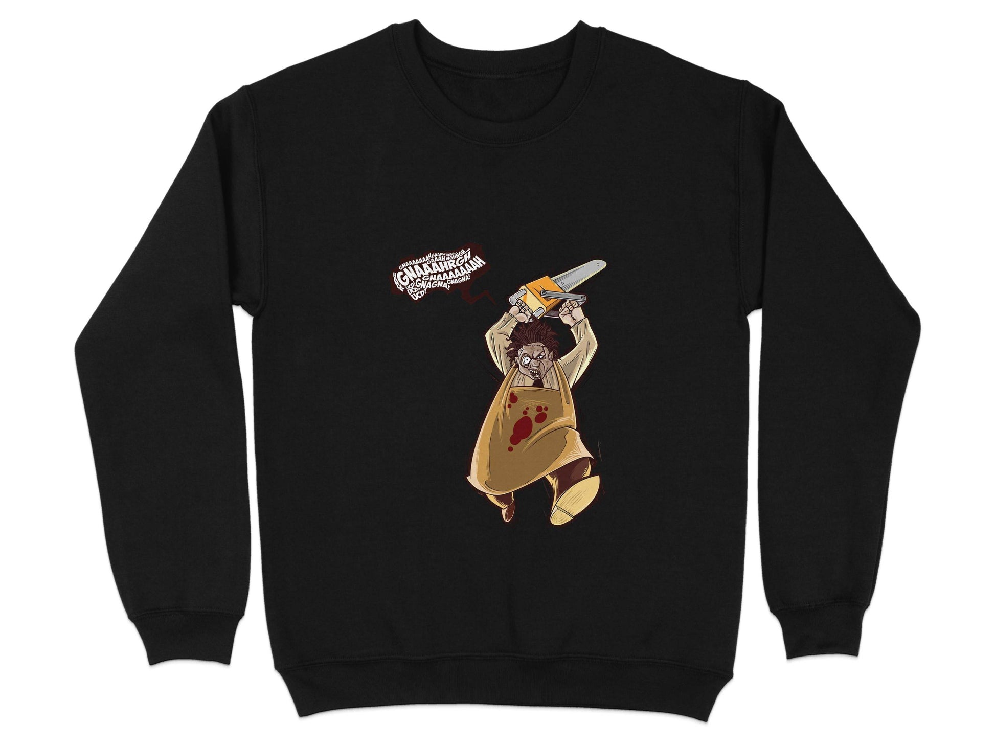 Horror Movie Villain with Chainsaw Illustration Sweater - Design & Vybe