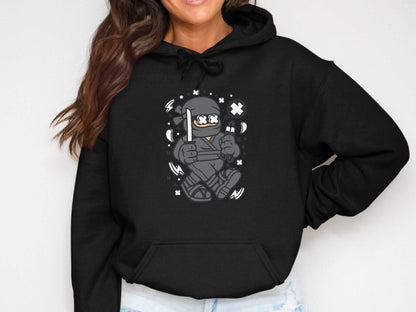 Ninja Cartoon Character with Nunchucks Graphic Hoodie - Design & Vybe