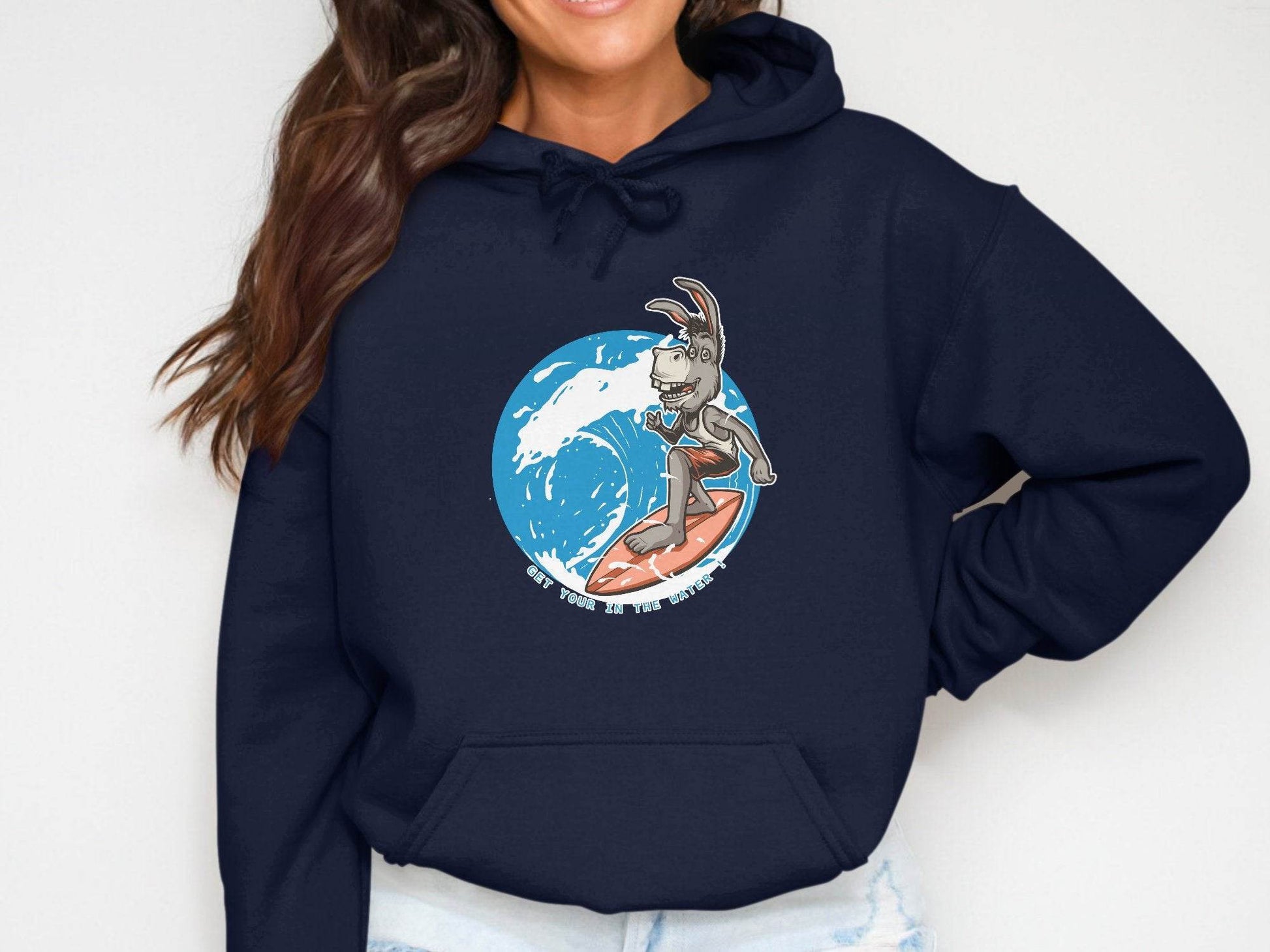 Donkey Surfing Adventure Graphic Print Hoodie - Design & Vybe